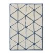 Hand-tufted geometric rug in light grey and indigo