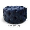 Luxury, deep buttoned pouffe upholstered in luxury grey velvet