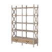 Open shelf storage crafted from reclaimed pine