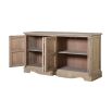 beautiful and chic rustic sideboard with wooden detailing and four hinged doors