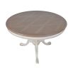 Round French-style table with parquet tableotop