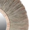 A stunning, round mirror with a natural wicker structure