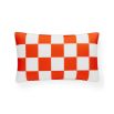Orange side of the ravishing reversible checkered cushion