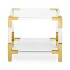 A stylish brass and acrylic accent table 