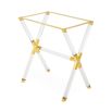 A luxurious acrylic and brass tray table by Jonathan Adler