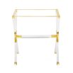 A luxurious acrylic and brass tray table by Jonathan Adler