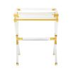A luxurious acrylic and brass tray table by Jonathan Adler