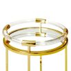 A stylish modern bar cart made from polished brass, acrylic and glass