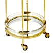 A stylish modern bar cart made from polished brass, acrylic and glass