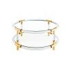 A chic cocktail table by Jonathan Adler with a round, brushed brass and clear acrylic structure 