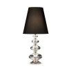 Glamorous Jonathan Adler crystal glass table lamp with polished nickel accents and a black silk lampshade