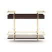 A luxurious mid-century inspired tea cart/drinks trolley with golden accents 