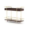 A luxurious mid-century inspired tea cart/drinks trolley with golden accents 