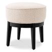 Cream Boucle stool with four black wooden legs