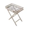A luxurious rattan, bamboo and fir wood side tray table