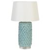 Textured turquoise side lamp with clear base
