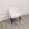 Glamorous white linen dining chair with metal detail and black walnut wood legs