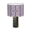 A luxury lampshade by Eva Sonaike with a purple African-inspired pattern