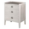 Nordic white wash three drawer bedside table with rattan surface