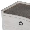 Nordic white wash three drawer bedside table with rattan surface