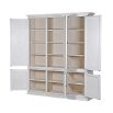 large 6 door white cabinet with rattan panels