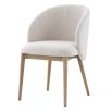 The Eton Dining Chair, with its curved upholstered back, soft linen fabric, and solid oak frame, offers modern comfort and Scandinavian-inspired style for everyday dining.