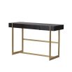 Gorgeous dark brown and brass desk with one drawer