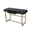 Gorgeous dark brown and brass desk with one drawer