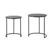 Set of two minimalist style round side tables