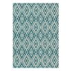 Geometric wool rug tribal design in blue