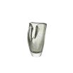 Artisan glass vase with bubble detail and light grey finish