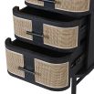 Captivating black wood desk with three rattan-finished drawers