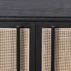 Enchanting side board in black wooden finish with rattan doors