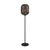 Contemporary black steel floor lamp with plated smoke glass