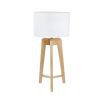 Stylish wooden base table lamp with white lampshade