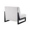 A luxurious and chic white Lando chair with black angular, wooden legs