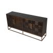 checkerboard wooden sideboard with brass-effect detaining and frame