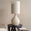 Rattan side lamp base with a rounded silhouette, large size