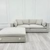 Handmade in London sofa and footstool in beautiful light grey fabric