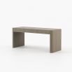 Striking three drawer desk in a grey wood finish with brass accents