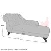 Luxury curvaceous chaise longue with deep buttoning back and arm rest