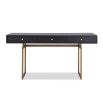 Black wooden industrial-style desk with brass frame