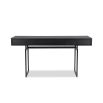Black wooden industrial-style desk with three drawers