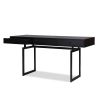 Black wooden industrial-style desk with three drawers