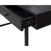 Black wooden industrial-style desk with three drawers