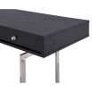 Industrial-style black wooden desk with three drawers and metal base