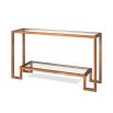 Antique gold framed console table with two-tier glass shelving
