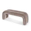 Upholstered taupe curved bench