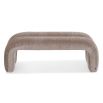 Upholstered taupe curved bench