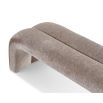 Upholstered taupe curved bench